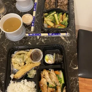 Teriyaki Chicken Bento Box and steak Hibachi Meal