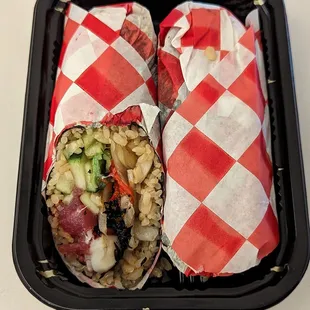 The smallest /thinnest sushi burrito I have ever seen