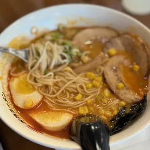 spicy Miso Soup with egg and pork