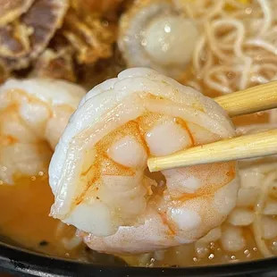 Huge shrimp in the Seafood Ramen