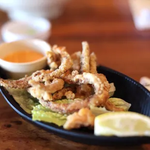 a plate of deep fried squid