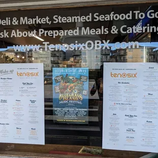 Front window with menu