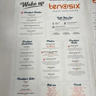 Breakfast menu