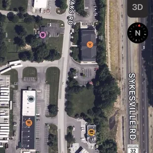 A Google Maps image screenshot of the best place to park.