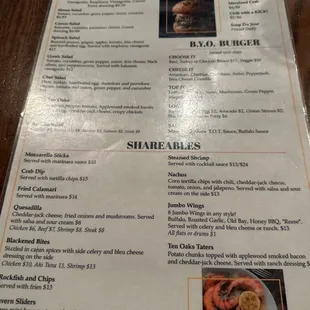 Menu of the delicious food