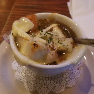 Might be the best French Onion soup I've had.  Herb croutons!