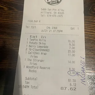 For the one the service was terrible, wife's chicken was burnt, and charge me for ice? Won't be back ever lol