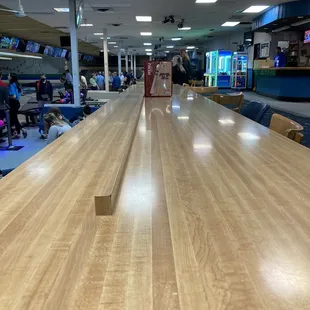 Line of tables behind the bowling area