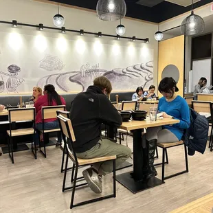 people eating in a restaurant