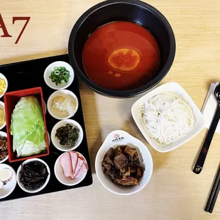 Rice Noodle Soup with Beef Brisket Chunks and Tomatoes