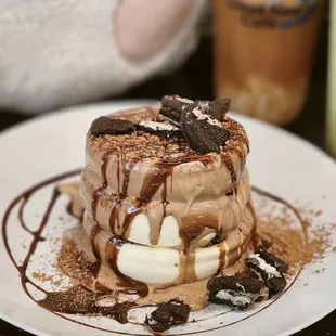 Chocolate Oreo Soufflé pancakes from sister restaurant cloud nine cafe is also served