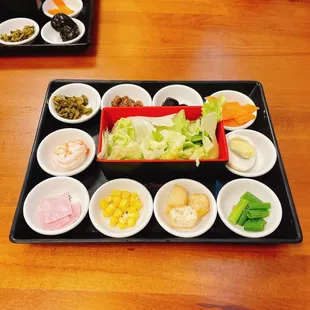 Sides with the rice noodle soup