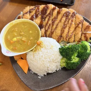 Chicken Katsudon with Curry Plate