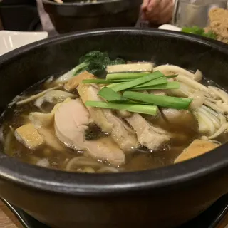 Fresh Assorted Mushrooms and Chicken Rice Noodle Soup