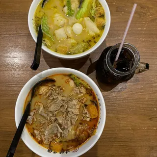 White Fish Fillet with Sauerkraut Cabbage Rice Noodle Soup