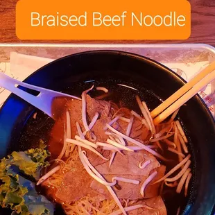 Tender Braised Beef, veggies and noodles.  Delicious!