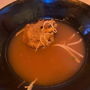 A piece of inedible oxtail. This one part of the rubber ball family. Pretty terrible.