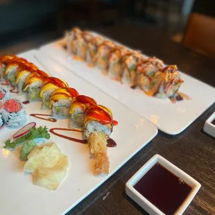 two plates of sushi