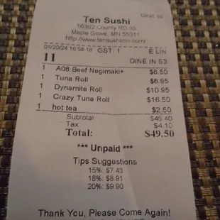 Final tab.
