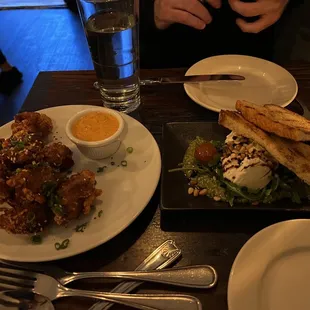 Fried Chicken, Burrata Salad