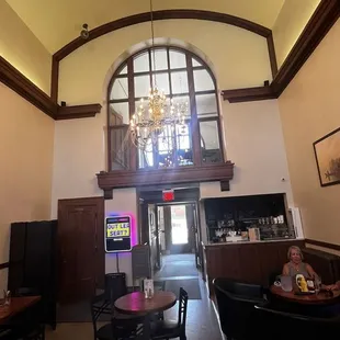 Large arched windows on front and back of building lets lots of light in...