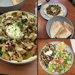 Chicken bowl , hummus &amp; lamb served with pita &amp; a lamb platter