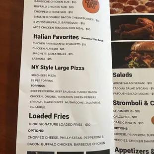 menu