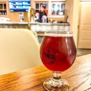Brandy barrel-aged cherry sour on tap