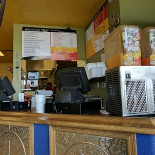 View of the menu but they do have paper ones so my old eyes can read all the choices.