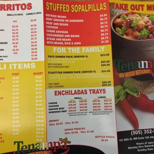 tenampa menu 2
