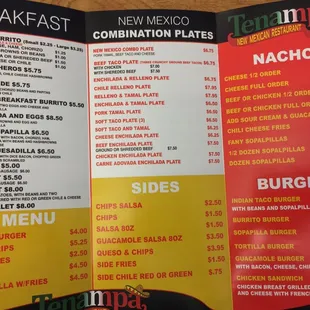 tenampa menu 1