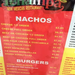 menu