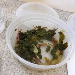 Remnants of the collard greens.