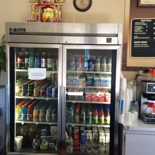 a refrigerated refrigerator in a restaurant