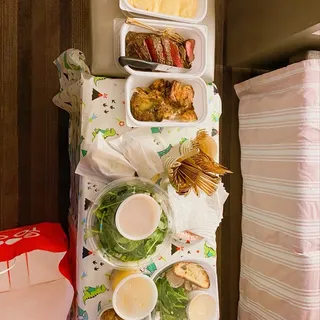 grilled steak family meal