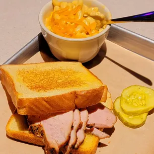 Kids Plate $8 Excellent lightly smoked turkey breast. ( You add the BBQ sauce ) with Mac &amp; Cheese side.