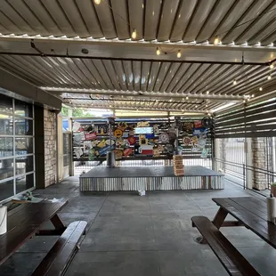 Outdoor seating area with stage