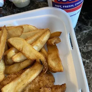 a chicken sandwich and french fries
