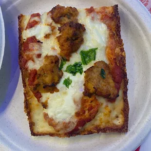 Issa Meatball red, danny&apos;s meatballs, ricotta, basil, crispy cheese