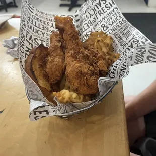 Tenders with waffle fries