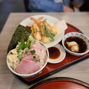Tempura &amp; Yellowtail Bowl Combo
