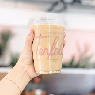 Iced Vanilla Latte with Oat Milk IG: @joyyeats