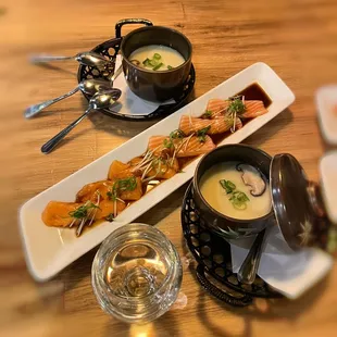 Chawanmushi
 OR
 Salmon Carpaccio