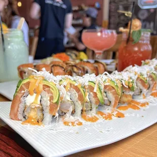 sushi rolls on a white plate