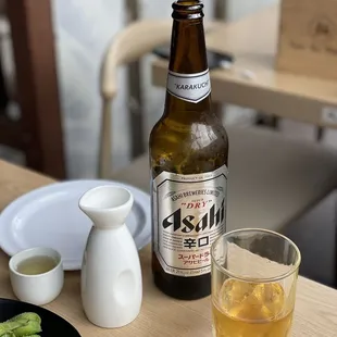 Great edamame and tasty sake