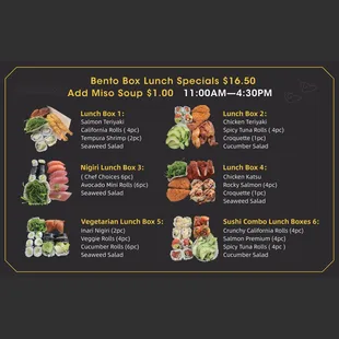 Lunch special menu