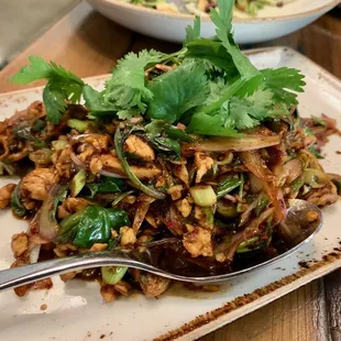 Basil Cumin Chicken - Wok Tossed with Fresh Basil, Shallots, and Spices