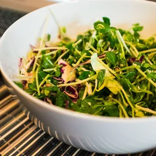 Peashoot salad is our favorite and still delicious