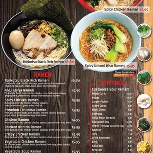 Ramen menu