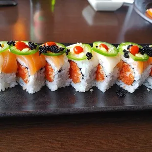a close up of a sushi